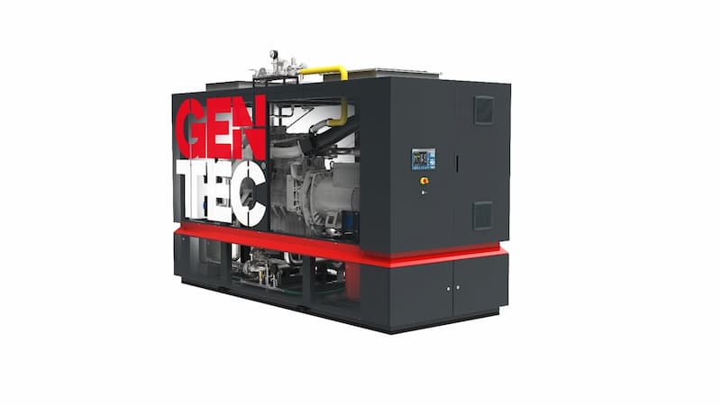 GENTEC製CHPユニット 筐体内部 主要機器配置