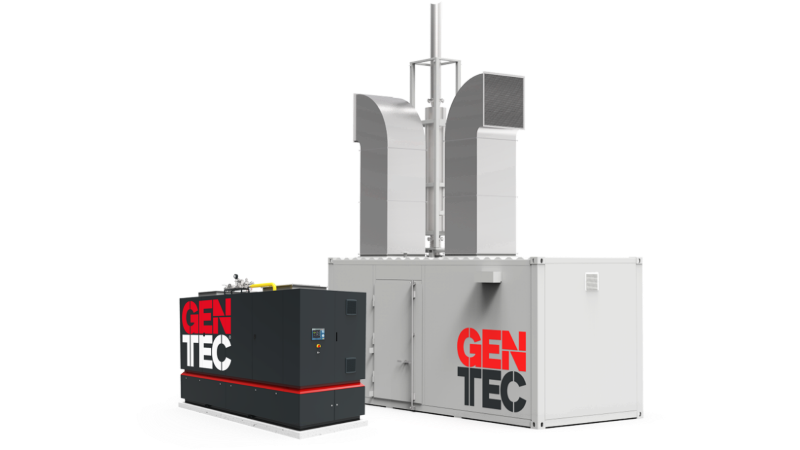 GENTEC製CHPユニット標準仕様外観 左:防音カバー仕様 右:コンテナ仕様)